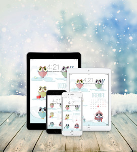 iPhone iPad December Owls wallpaper calendar design