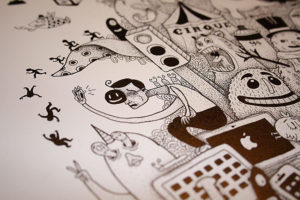 You mentioned earlier that you get your inspiration from other artists, too. Any examples? Every week I discover new crazy talent illustrators and artists. But to name a few that I really admire: Pat Perry, Michael Sieben, Dulk, Barry McGee, Doze Green, Alexone, Jeanspecial, Niark1, OS Gemeos, Nate Williams, Greg «Craola» Simkins, Interesni kazki, Rebecca Dautremer, Shaun Tan, Bernard Buffet, Goya, Da Vinci, Daumier, JJ Grandville, Jim Flora, Modigliani, Picasso, Dali, Magritte, Bosh, Van Gogh, Klimt, and so many more!